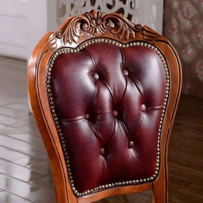 Walnut Leather Dining Side Chair