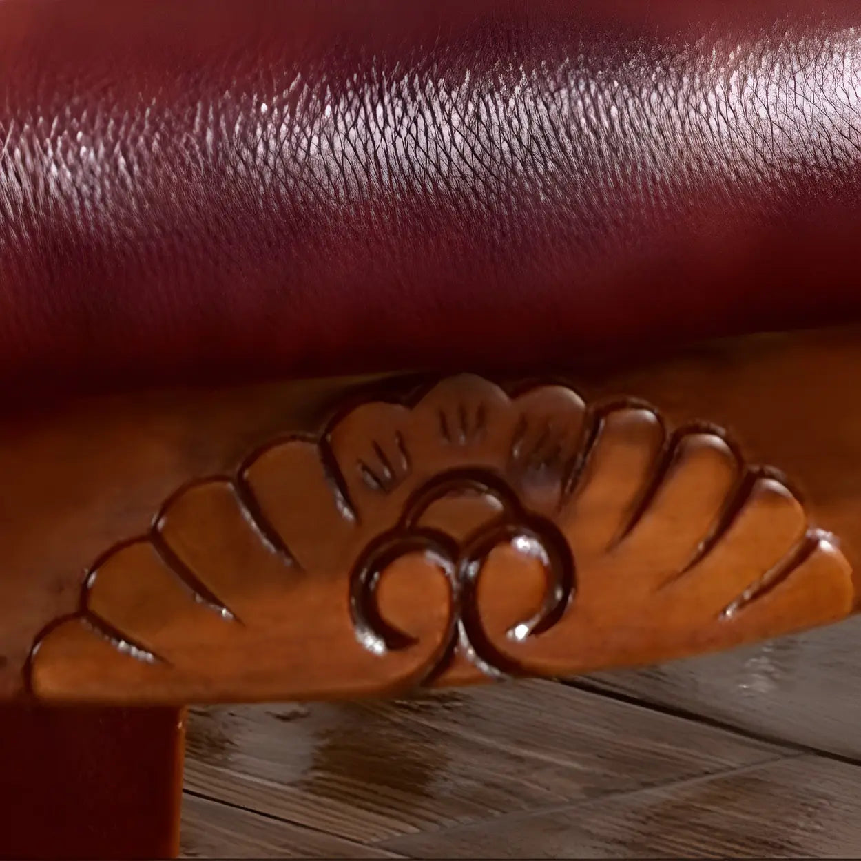 Walnut Leather Dining Side Chair