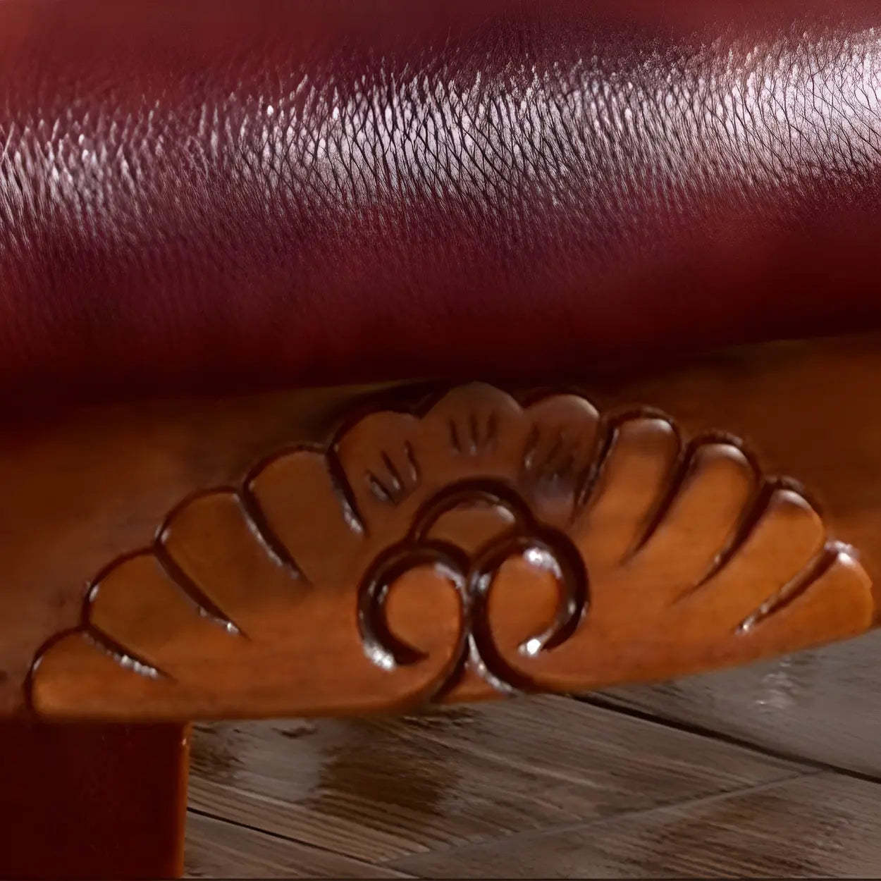 Walnut Leather Dining Side Chair