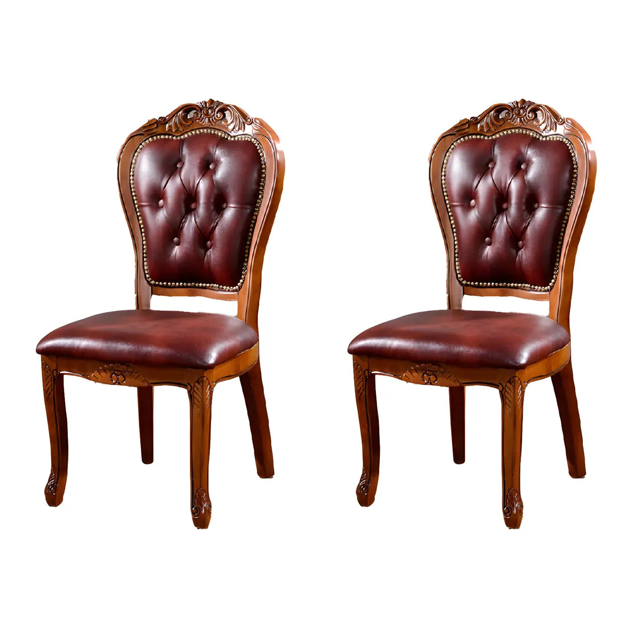 Walnut Leather Dining Side Chair — Coffee