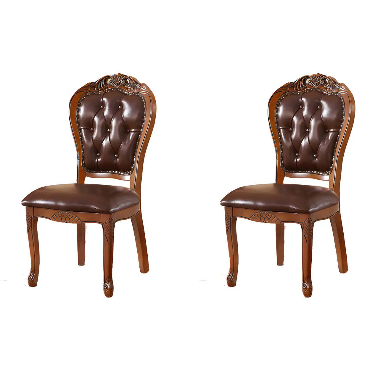 Leather dining chairs & benches in walnut — Coffee