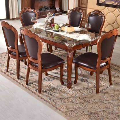 Walnut Leather Dining Side Chair