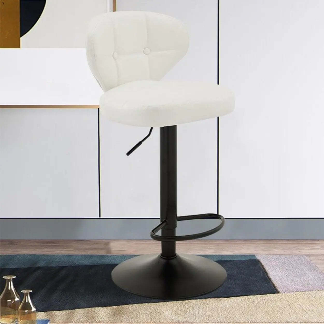 Vintage Swivel Leather Padded Back Bar Stool