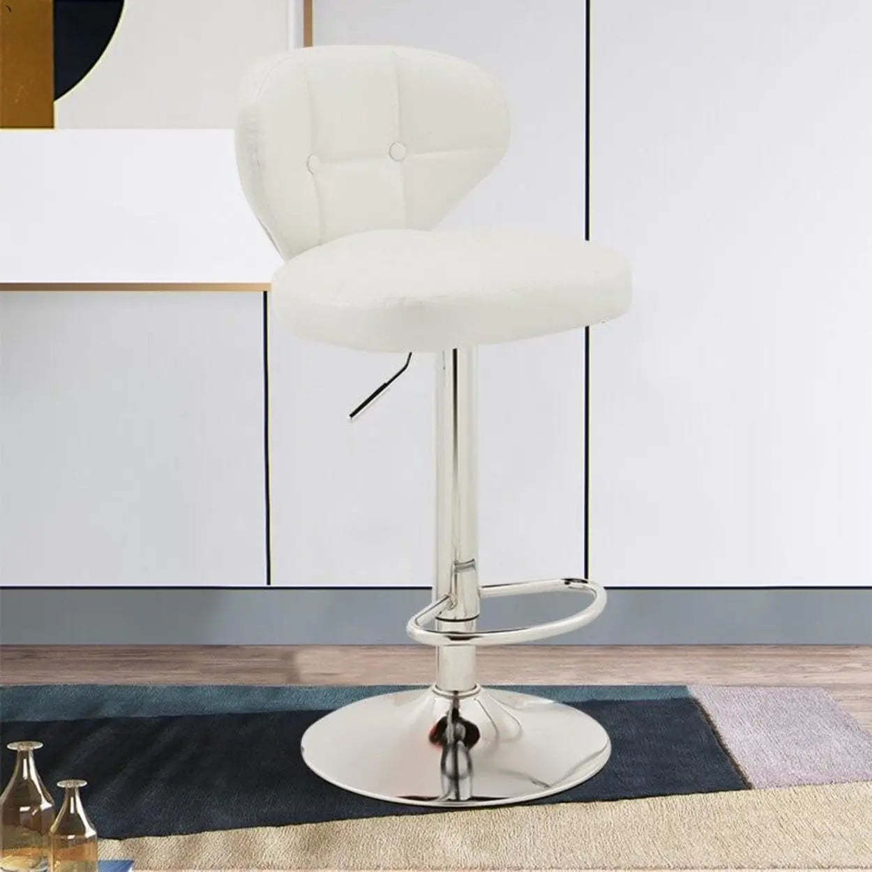 Vintage Swivel Leather Padded Back Bar Stool