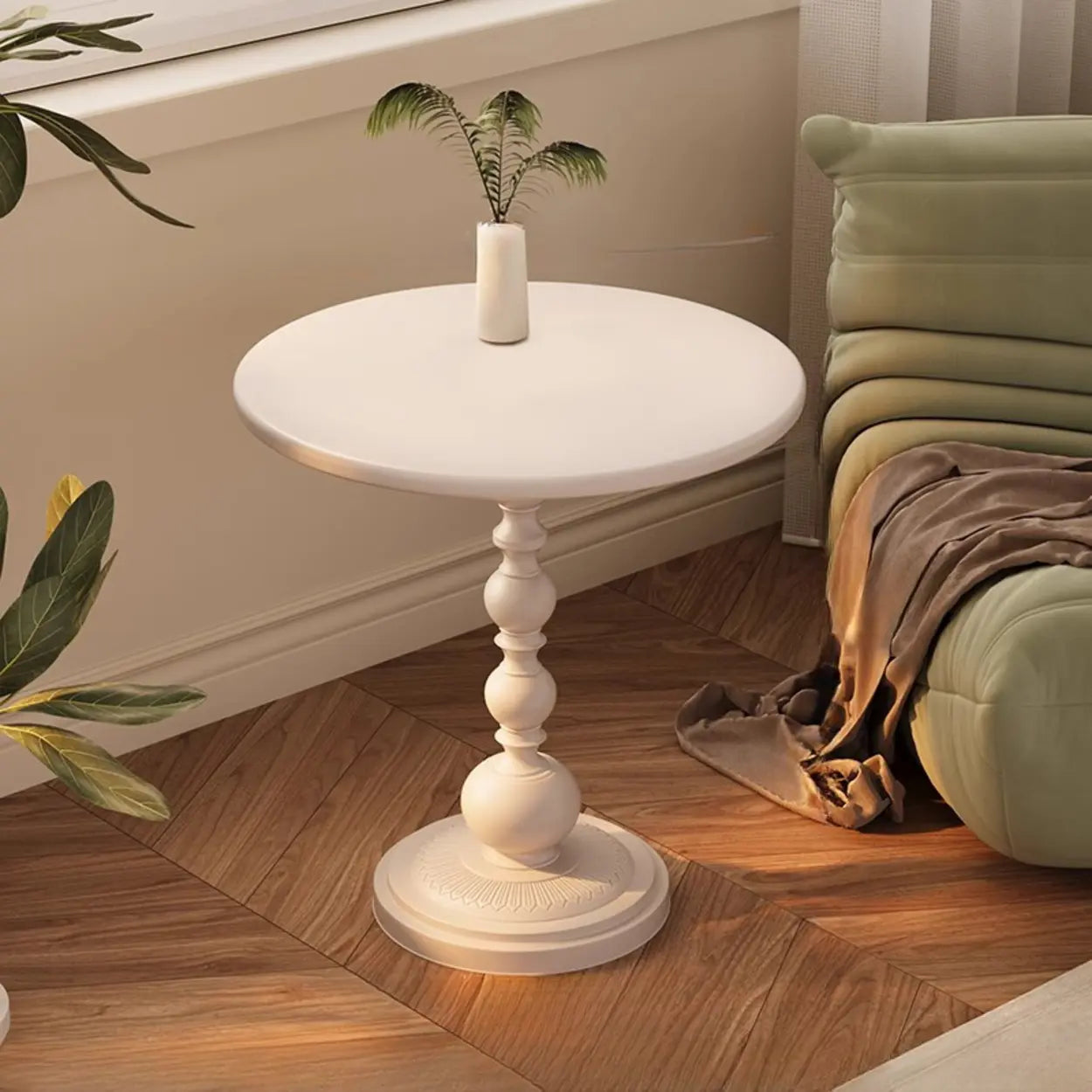 Vintage Artistic Pattern Black Wood Side Table
