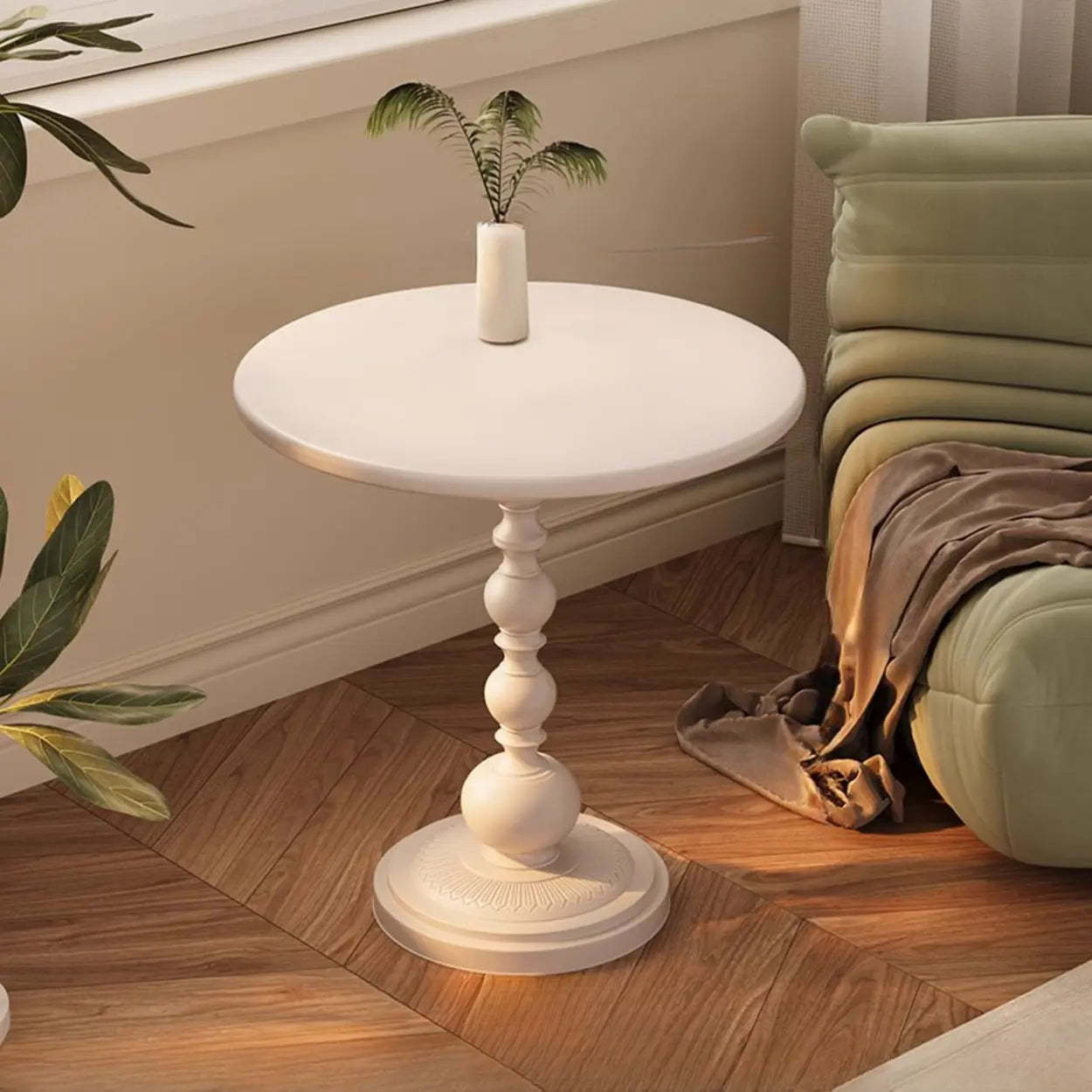 Vintage Artistic Pattern Black Wood Side Table