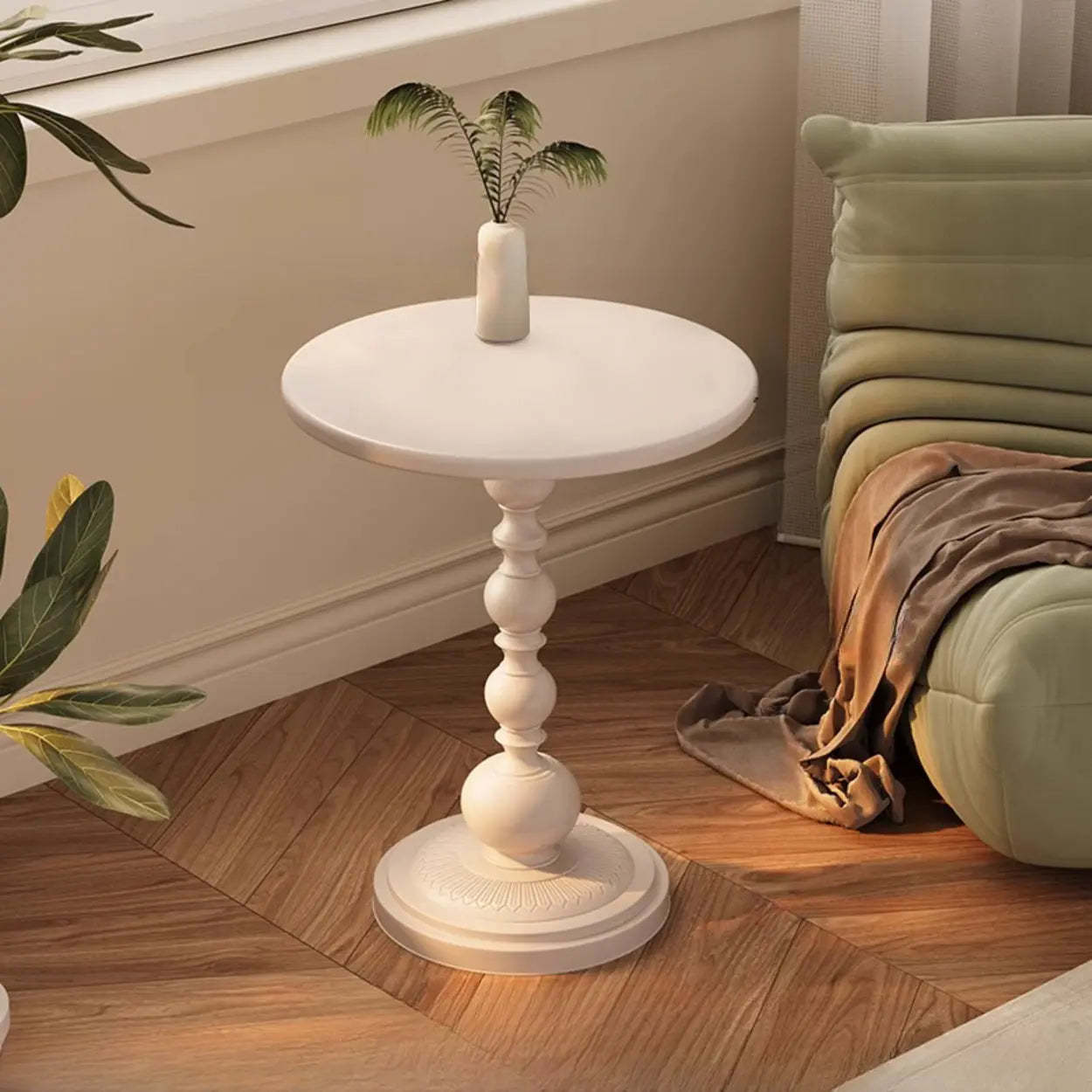 Vintage Artistic Pattern Black Wood Side Table