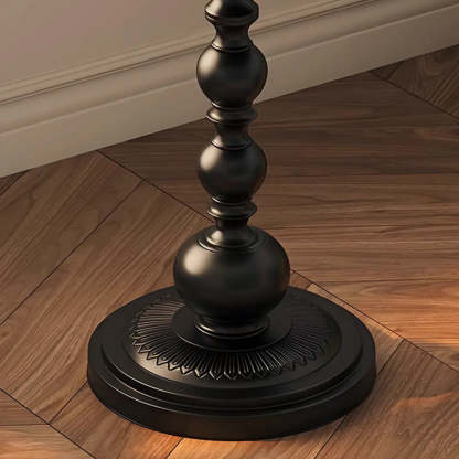 Vintage Artistic Pattern Black Wood Side Table — White-Black