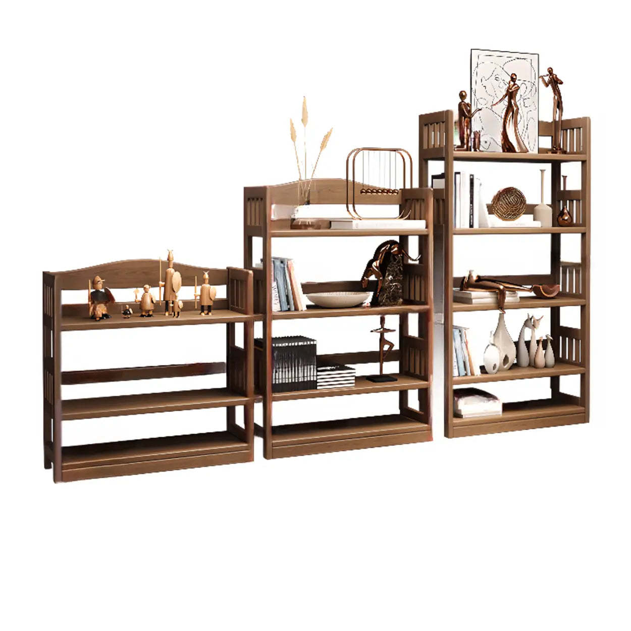 Vintage Brown Rubberwood Vertical Bookshelf