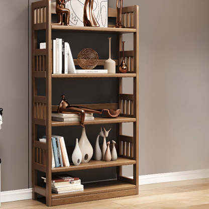 Vintage Brown Rubberwood Vertical Bookshelf