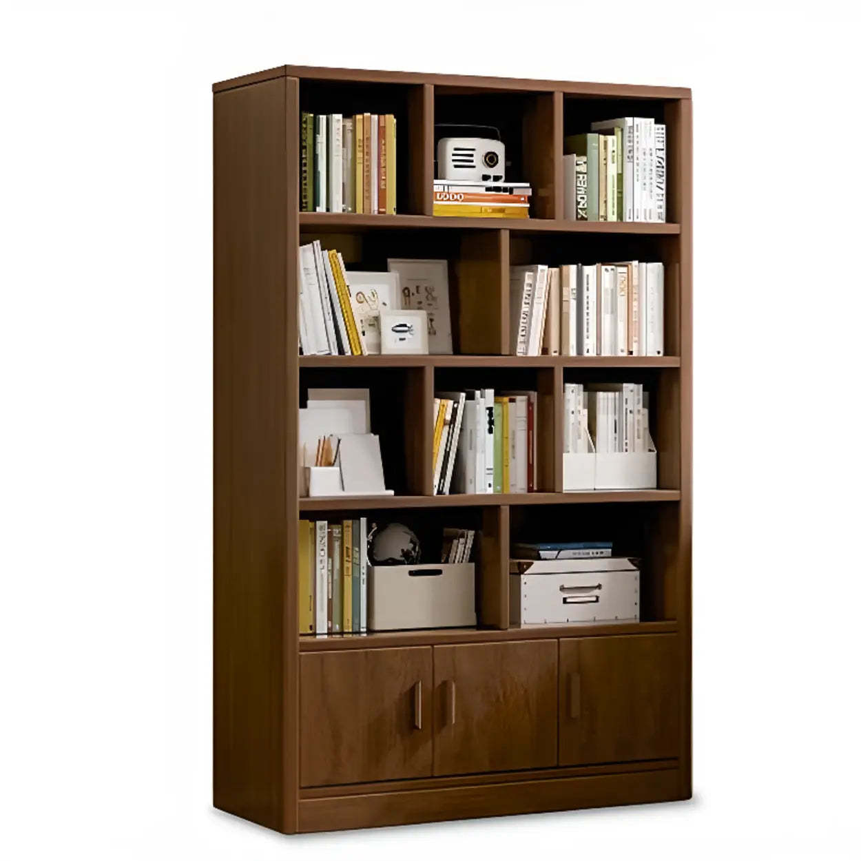 Vintage Brown Closed Vertical Timber Bookcase