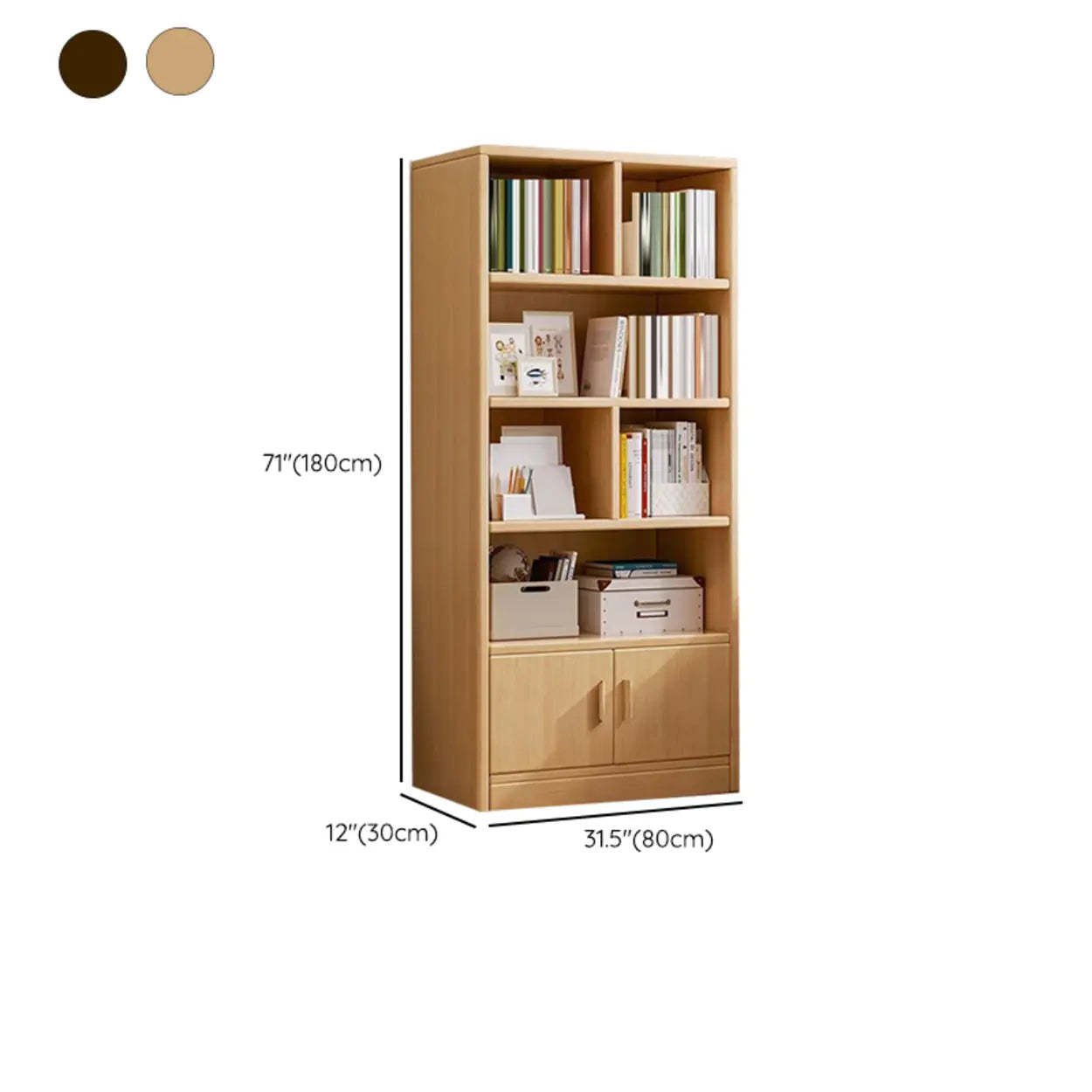 Vintage Brown Closed Vertical Timber Bookcase
