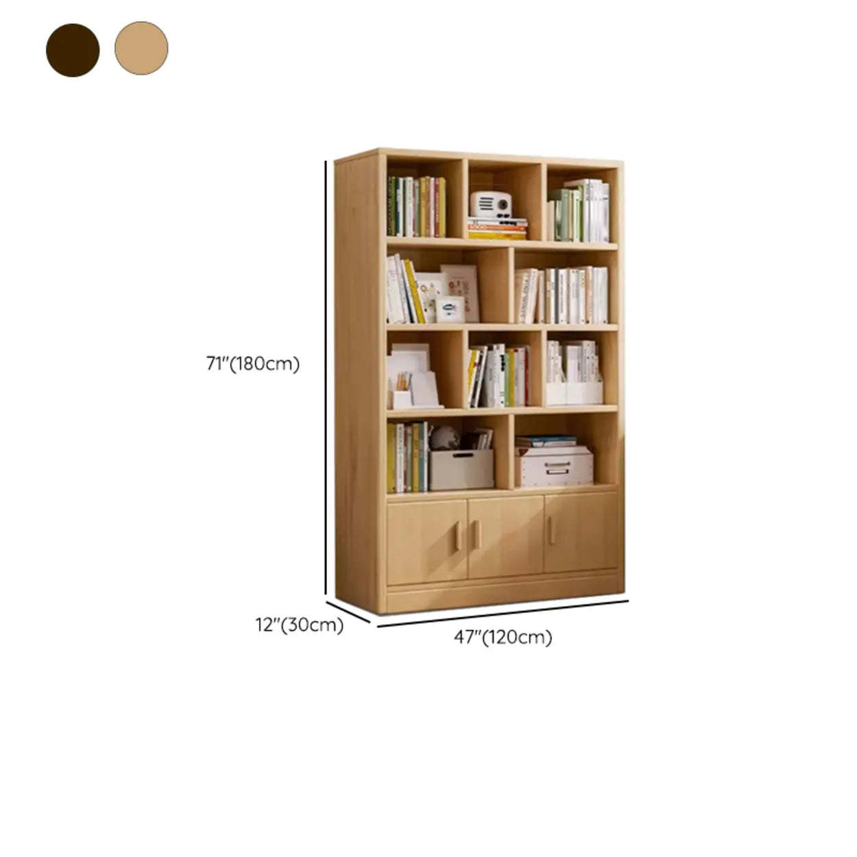 Vintage Brown Closed Vertical Timber Bookcase