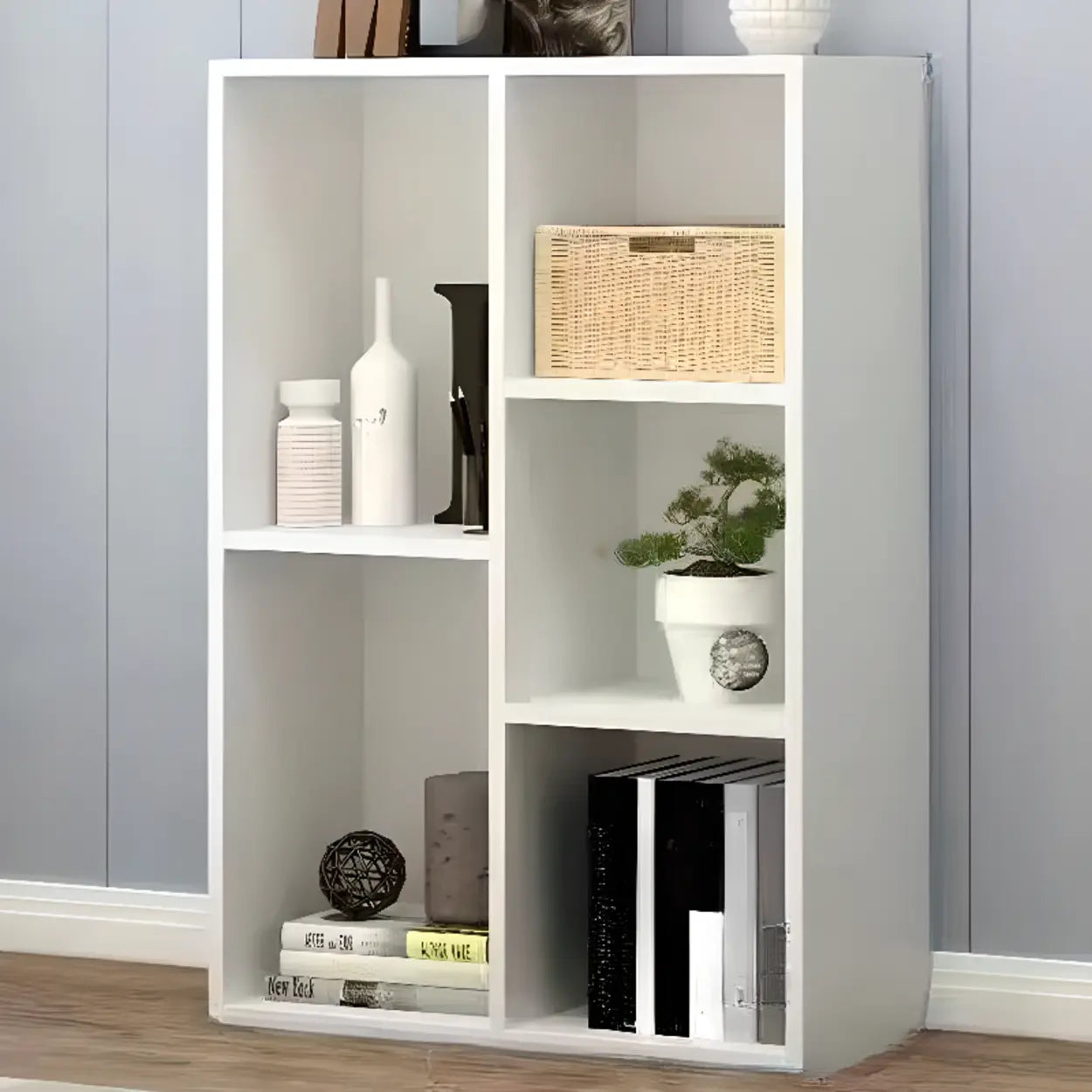 Vintage Brown Closed Vertical Timber Bookcase — Natural