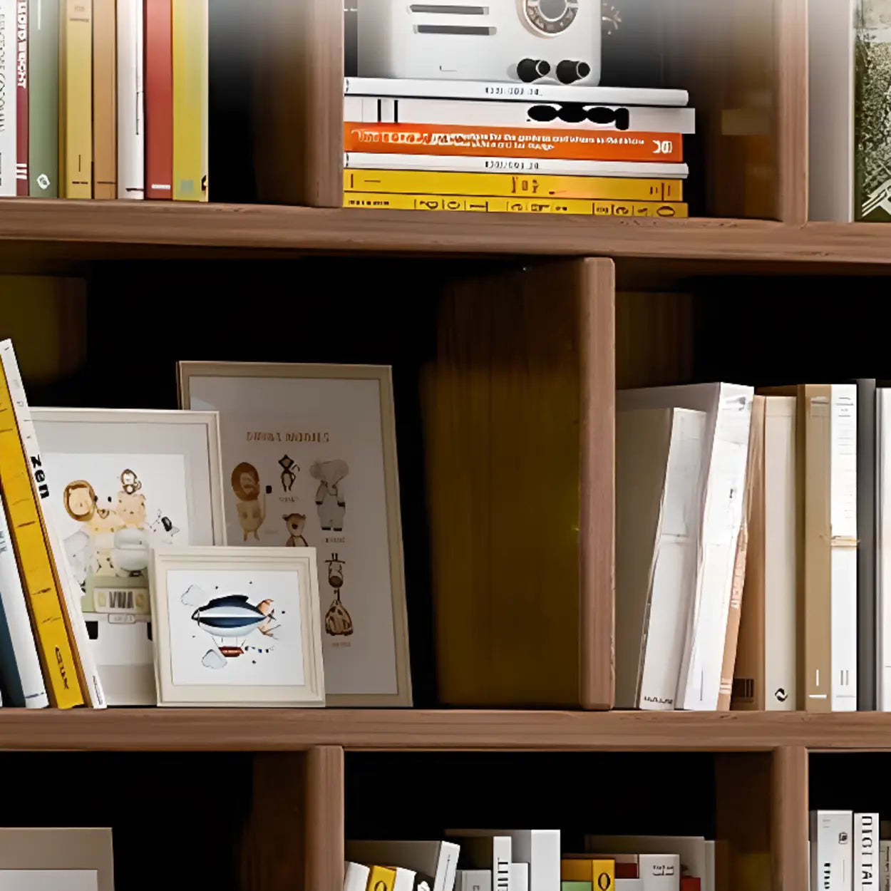Vintage Brown Closed Vertical Timber Bookcase — Nut-Brown