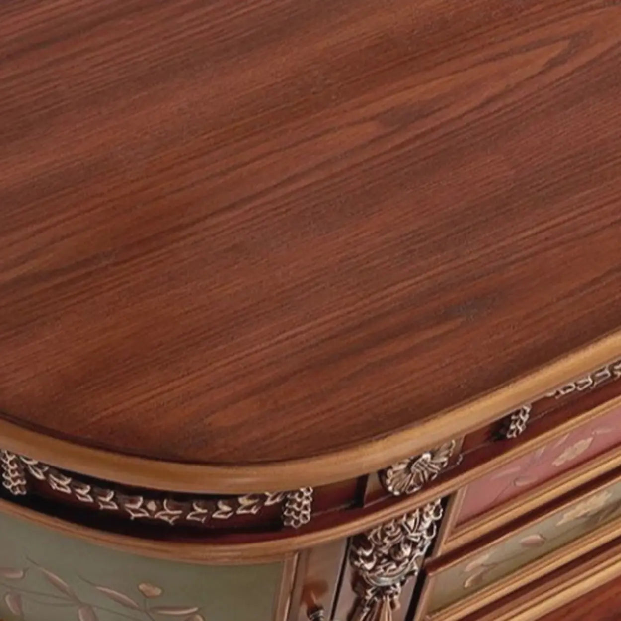 Vintage Half-Moon Floral Drawer Console Table