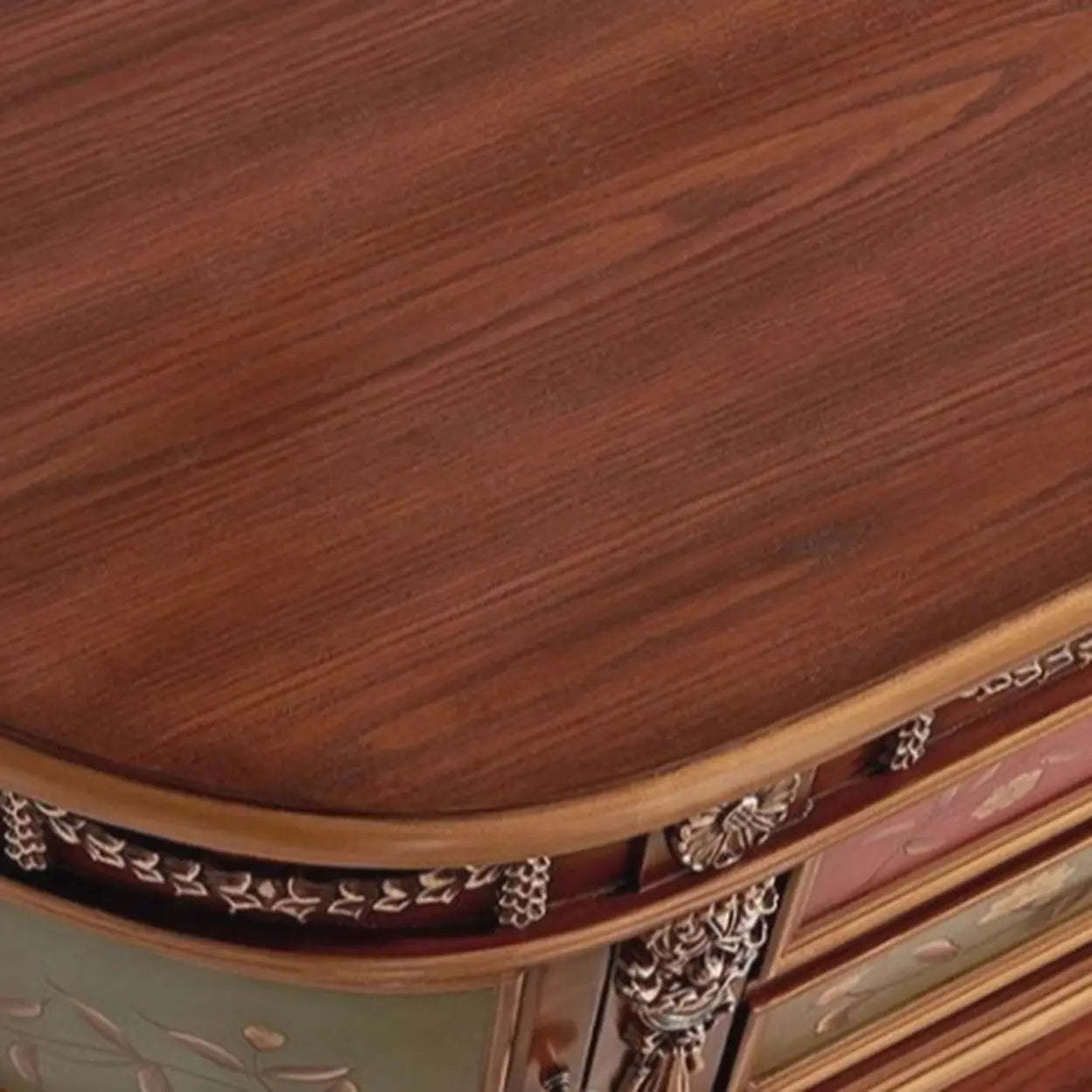 Vintage Half-Moon Floral Drawer Console Table