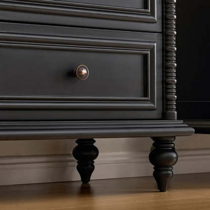 Vintage Rectangular Black TV Stand with Cabinet