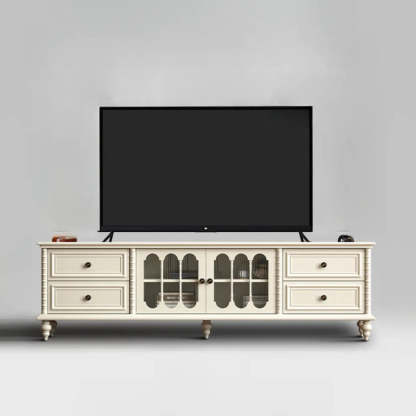 Vintage Rectangular Black TV Stand with Cabinet