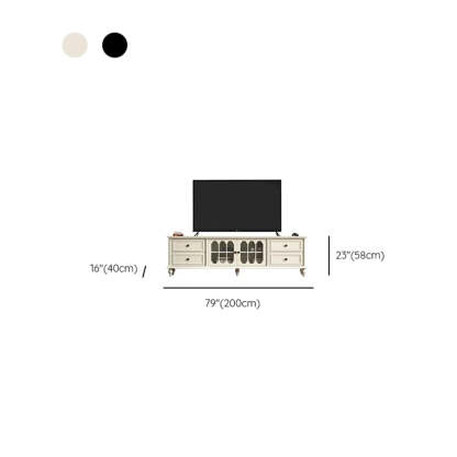 Vintage Rectangular Black TV Stand with Cabinet