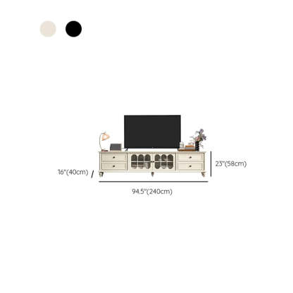 Vintage Rectangular Black TV Stand with Cabinet