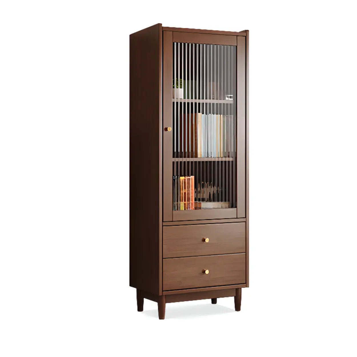 Vintage Rectangular Wood Vertical Cabinet Bookcase — White