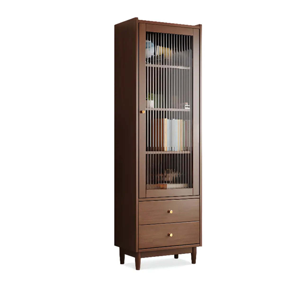 Vintage Rectangular Wood Vertical Cabinet Bookcase — White