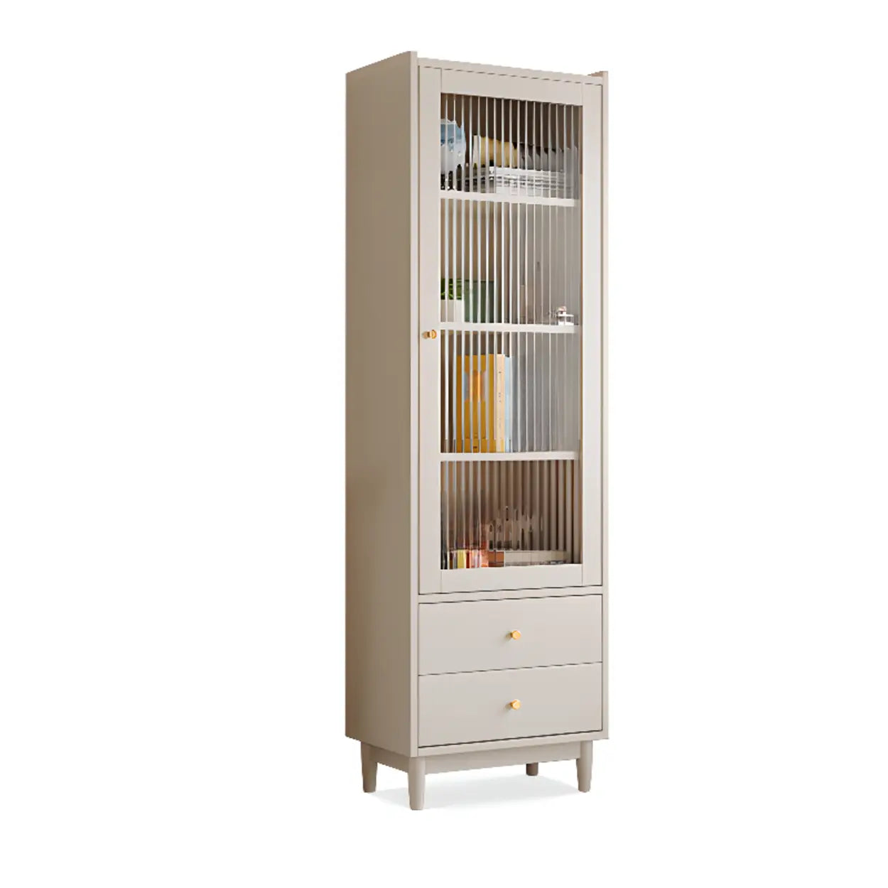 Vintage Rectangular Wood Vertical Cabinet Bookcase