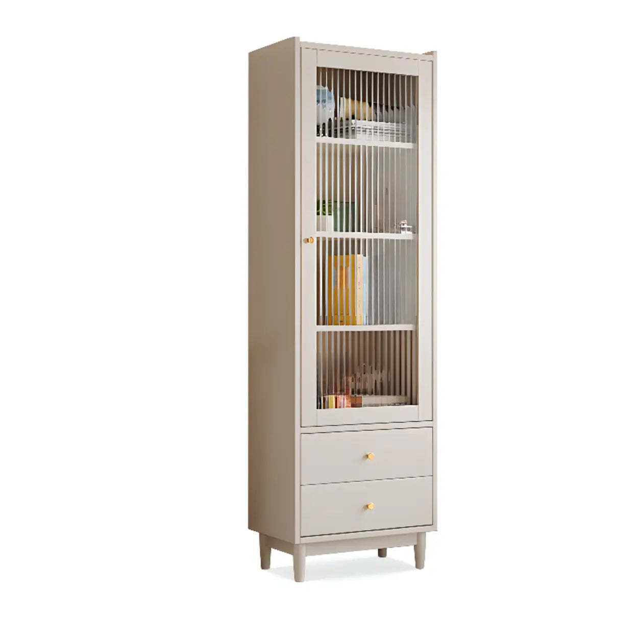 Vintage Rectangular Wood Vertical Cabinet Bookcase