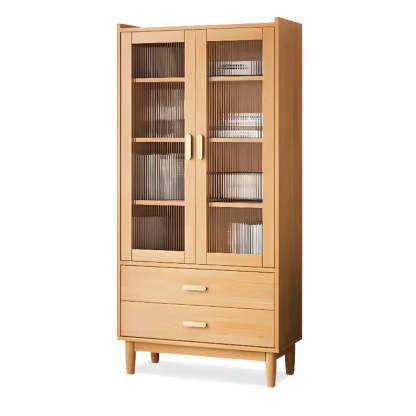 Vintage Rectangular Wood Vertical Cabinet Bookcase