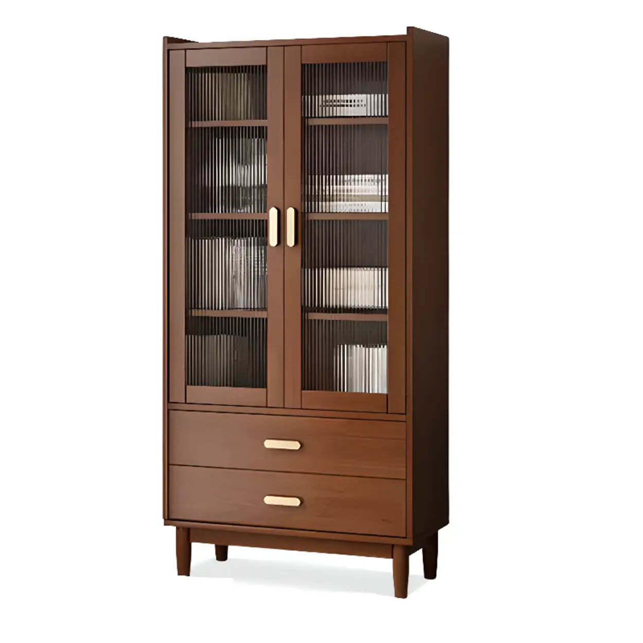 Vintage Rectangular Wood Vertical Cabinet Bookcase
