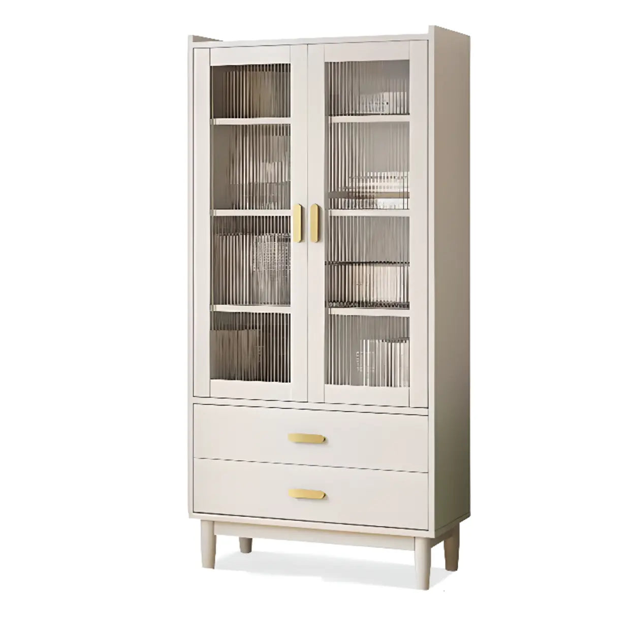 Vintage Rectangular Wood Vertical Cabinet Bookcase