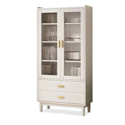 Vintage Rectangular Wood Vertical Cabinet Bookcase