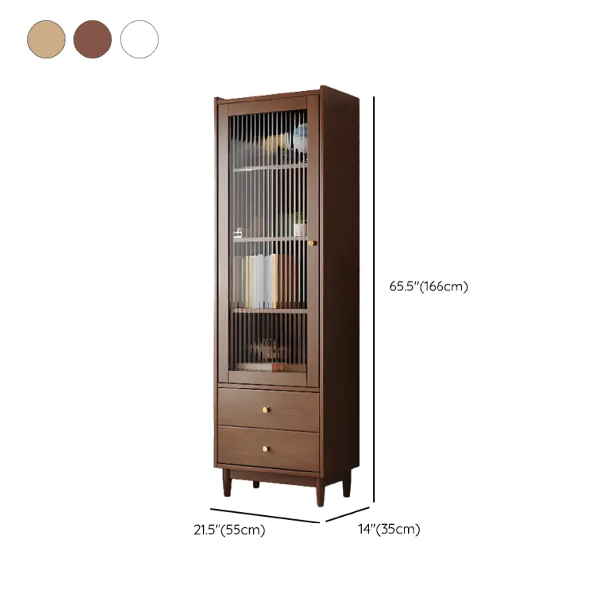 Vintage Rectangular Wood Vertical Cabinet Bookcase