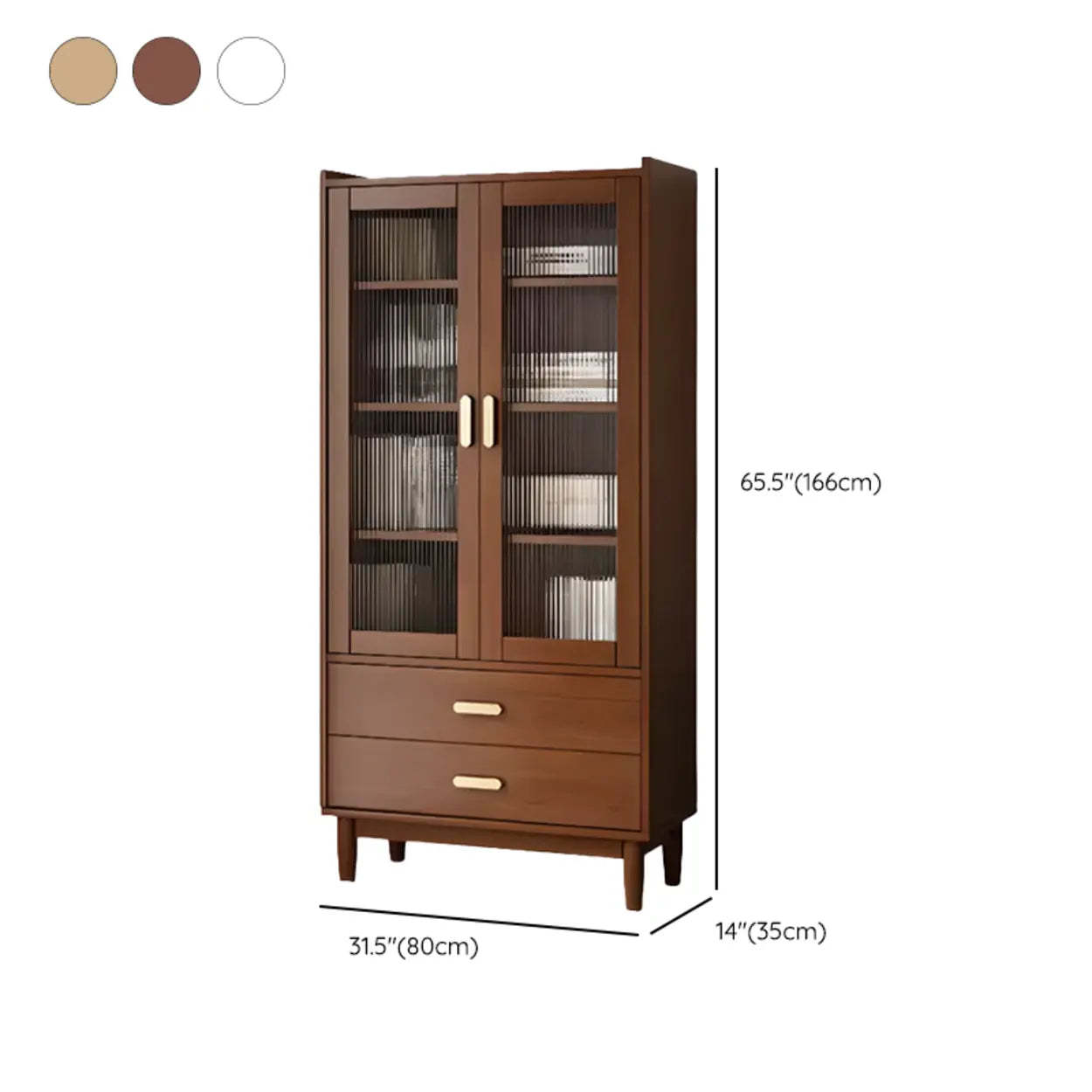 Vintage Rectangular Wood Vertical Cabinet Bookcase
