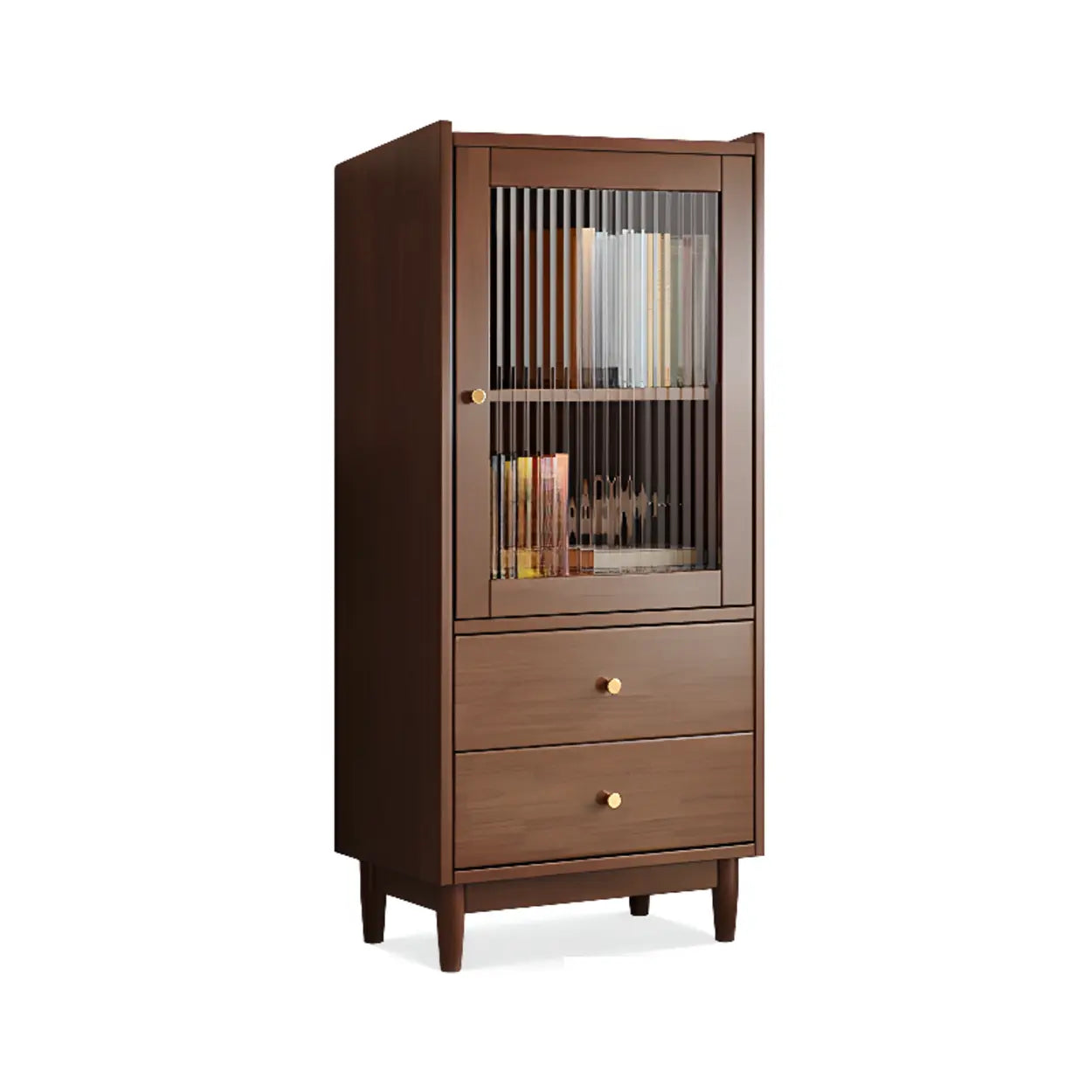 Vintage Rectangular Wood Vertical Cabinet Bookcase — Natural
