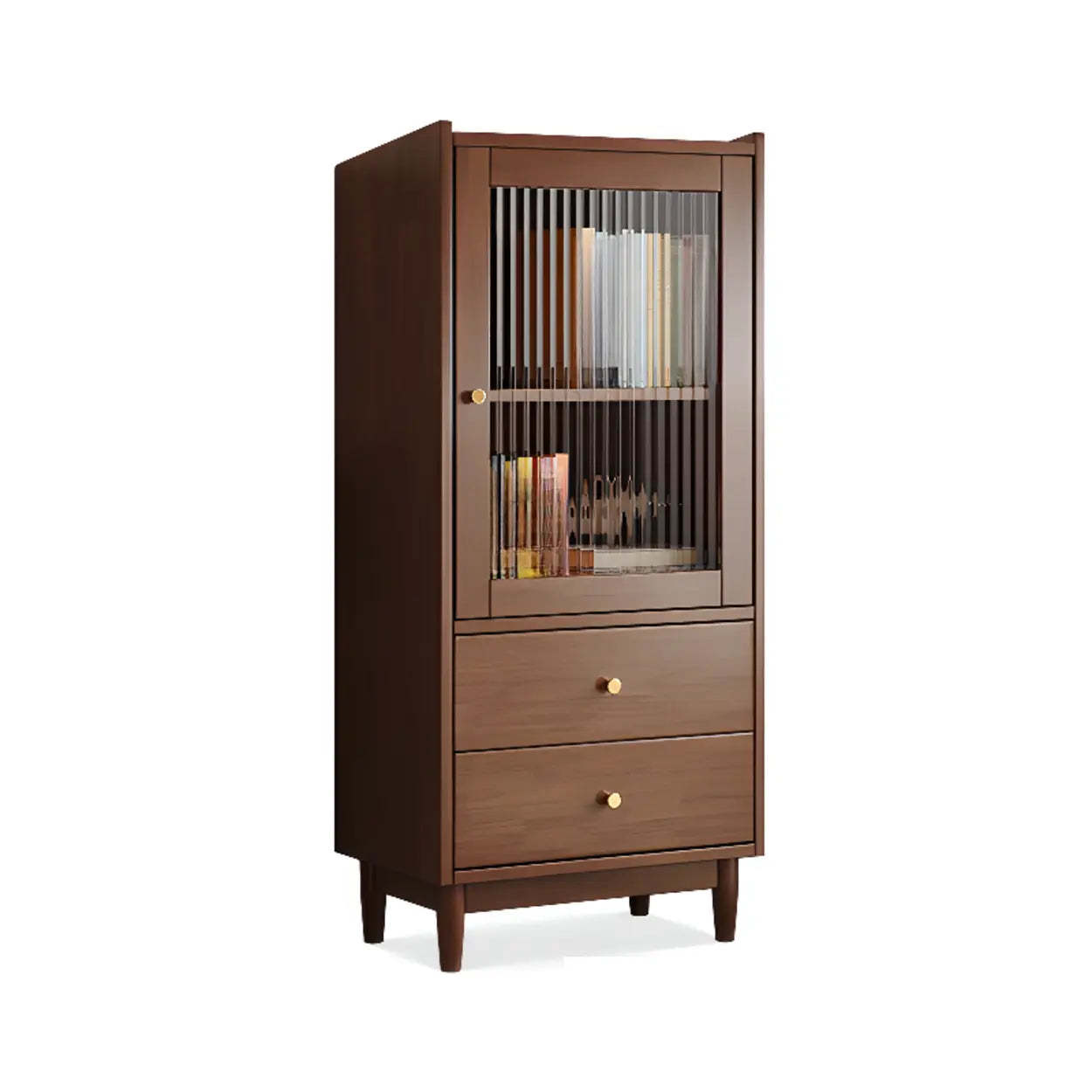 Vintage Rectangular Wood Vertical Cabinet Bookcase — Natural