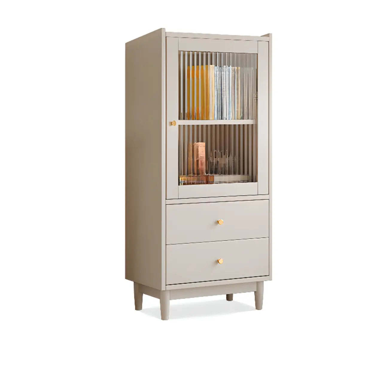 Vintage Rectangular Wood Vertical Cabinet Bookcase — Nut-Brown