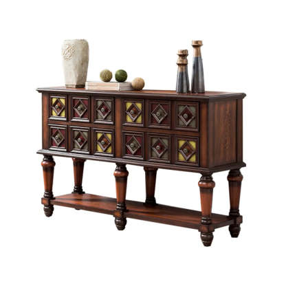 Vintage Rectangular Wooden Storage Console Table — Blue