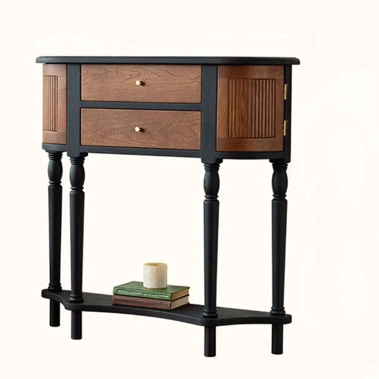 Lighom nordic 2-drawer narrow wood end & side tables — 35" L x 8" W x 35" H / Brown