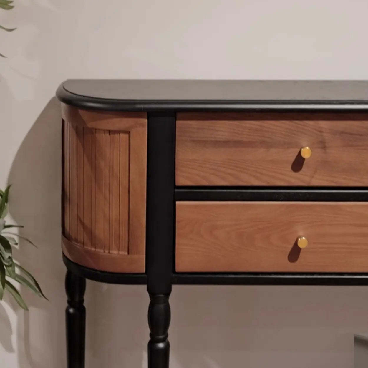 Vintage 2-Drawer Wood Narrow Console Table with Shelf