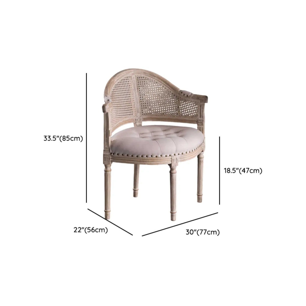 Vintage Distressed Wood Cane-Back Dining Chair