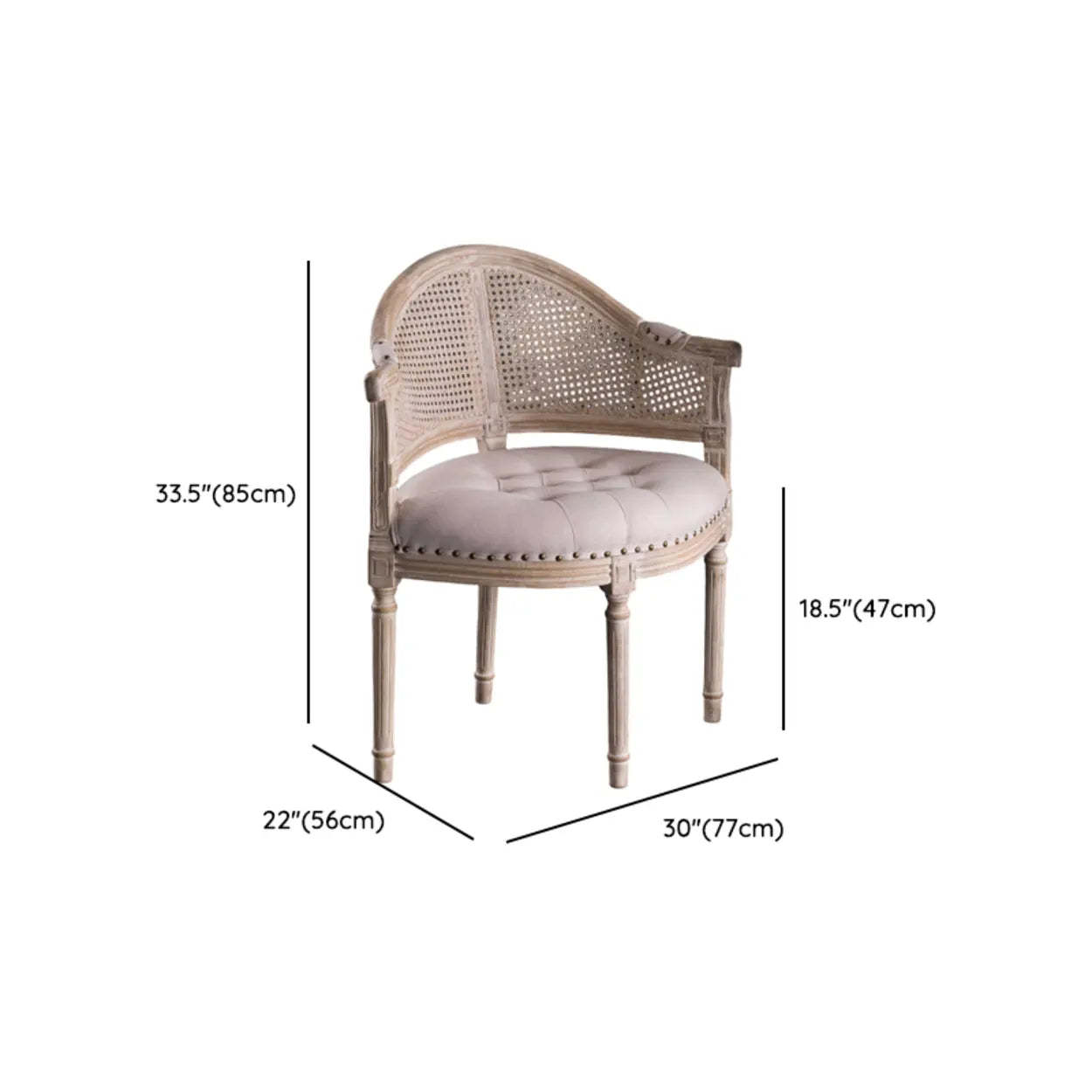 Vintage Distressed Wood Cane-Back Dining Chair