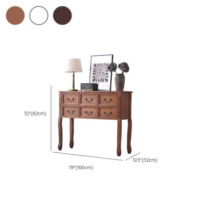 Vintage Walnut Tall Console Table with Drawers