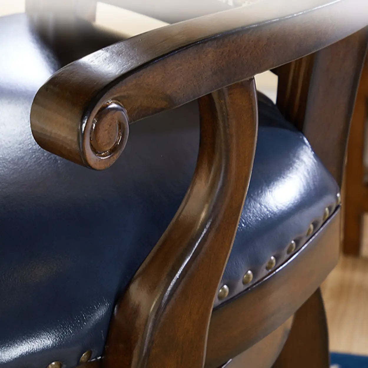 Vintage Wood Leather Swivel Counter Bar Stool