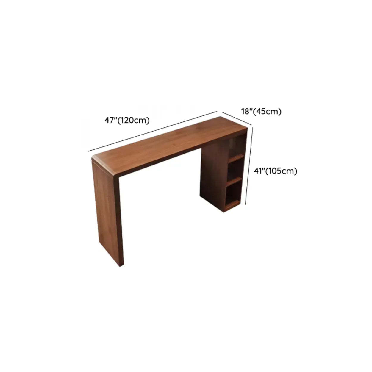 Vintage Wood Space-Saving Breakfast Bar Stool with Shelves