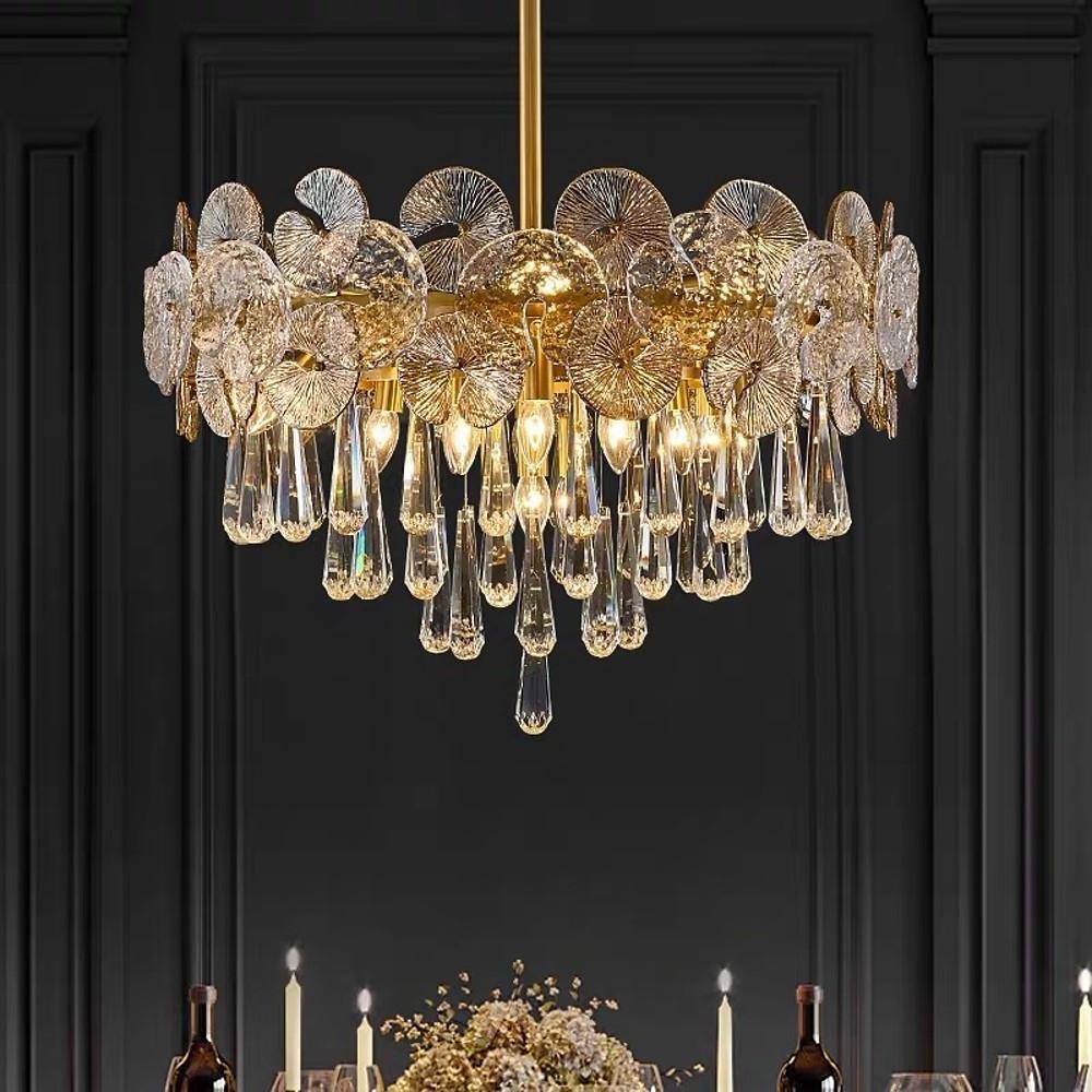 Candelabra Flush Mount Ceiling Light Metal Crystal LED Light-Lighom