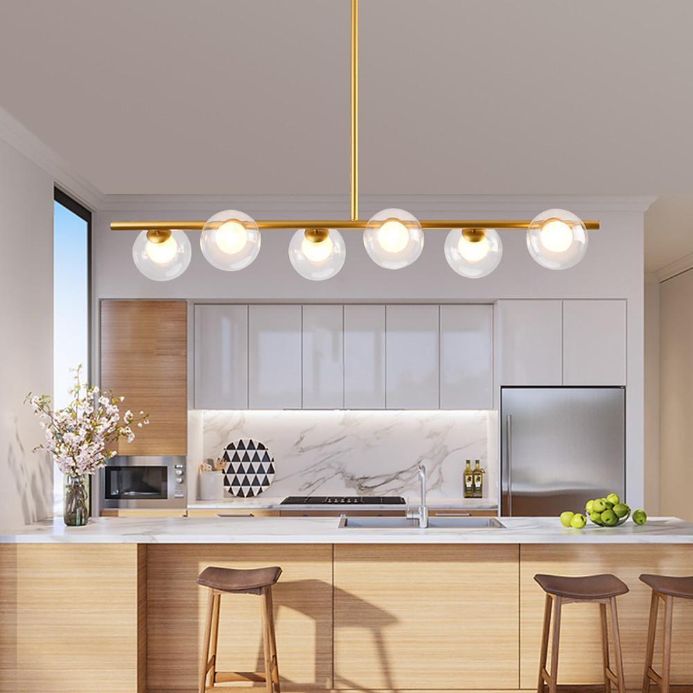 Nordic Modern Sphere Metal Glass 6-Bulb Chandelier