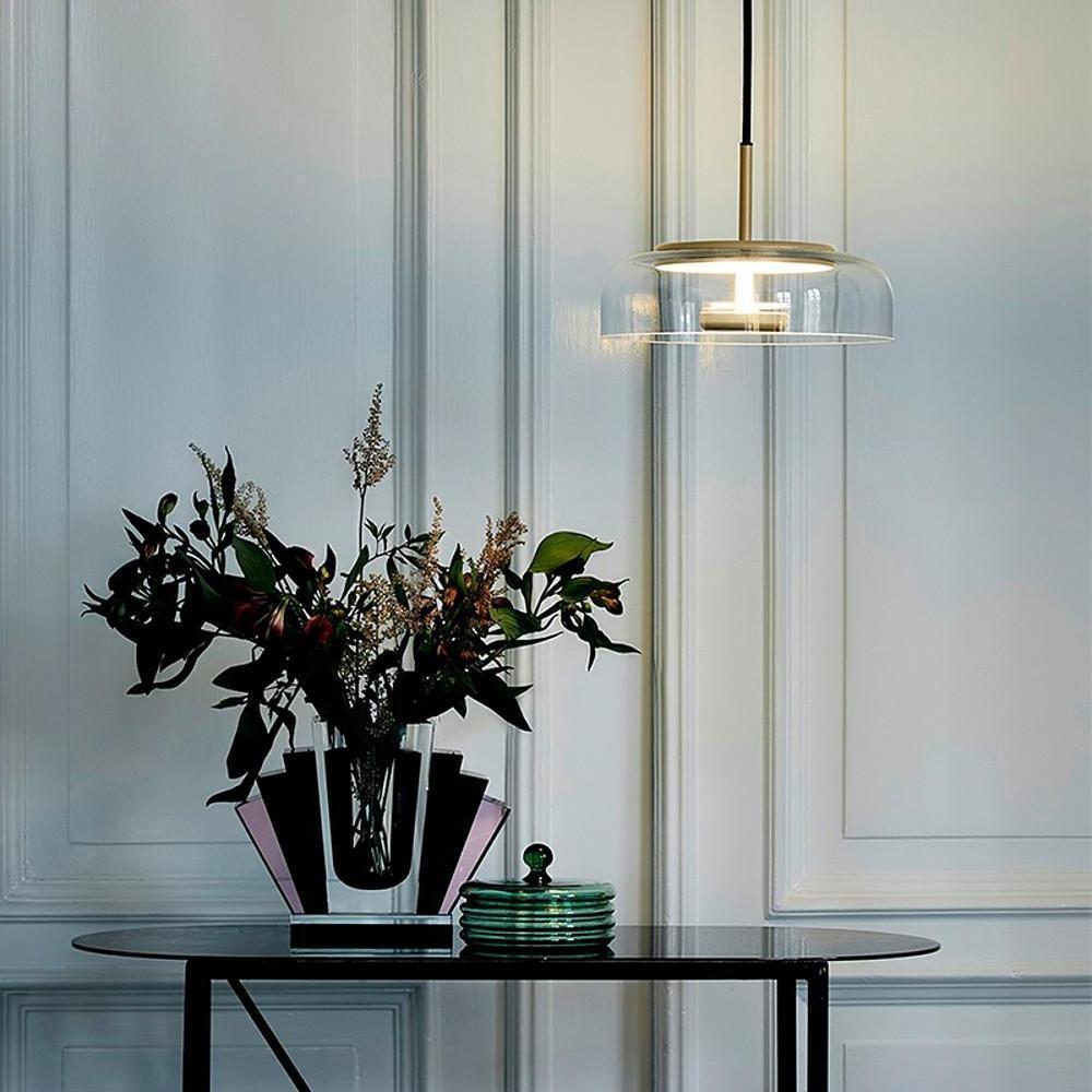 Circular Electroplated Metal Glass LED Modern Pendant Light Hanging Lamp-Lighom
