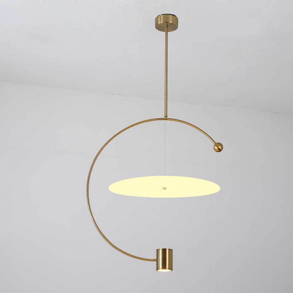 Electroplated Metal Semi Circular LED Gold Nordic Pendant Lighting-Lighom